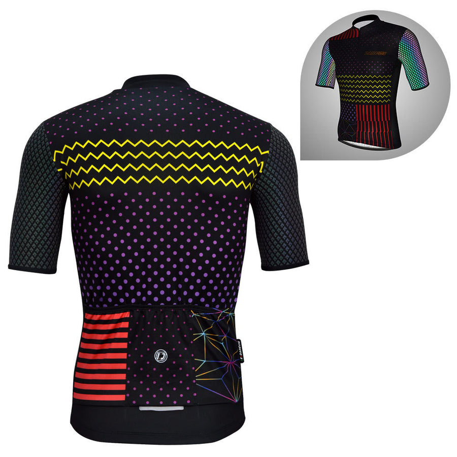 Night riding colorful reflective cycling jersey