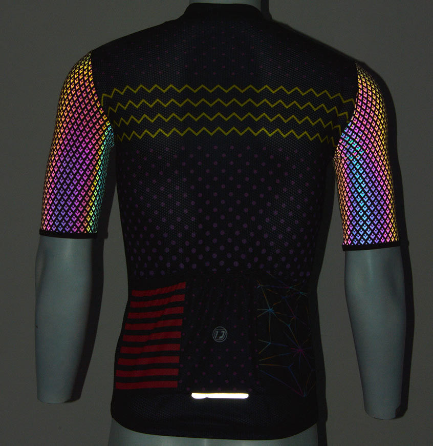 Night riding colorful reflective cycling jersey