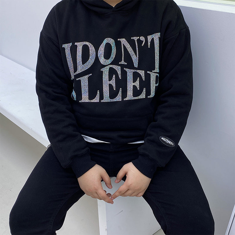 Hip Hop Rhinestone Hoodie Loose Trendy Men'S And Women'S Fleece Top