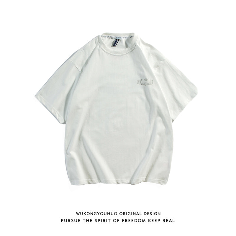 Tide Brand Retro Simple Letter Printing Loose Wild Casual Half-sleeved Couple Short-sleeved T-shirts For Men And Women