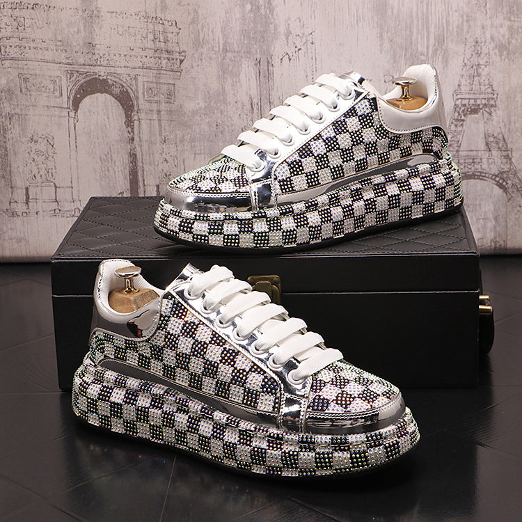 Platform Shoes Men's Fashion Rhinestone Tide Platform Shoes