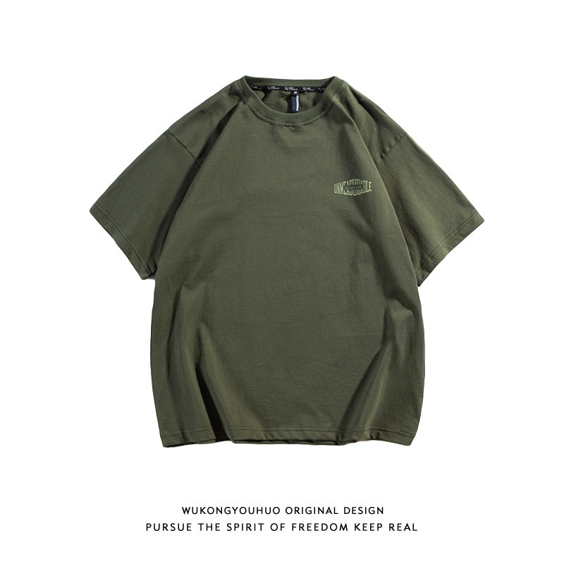 Tide Brand Retro Simple Letter Printing Loose Wild Casual Half-sleeved Couple Short-sleeved T-shirts For Men And Women