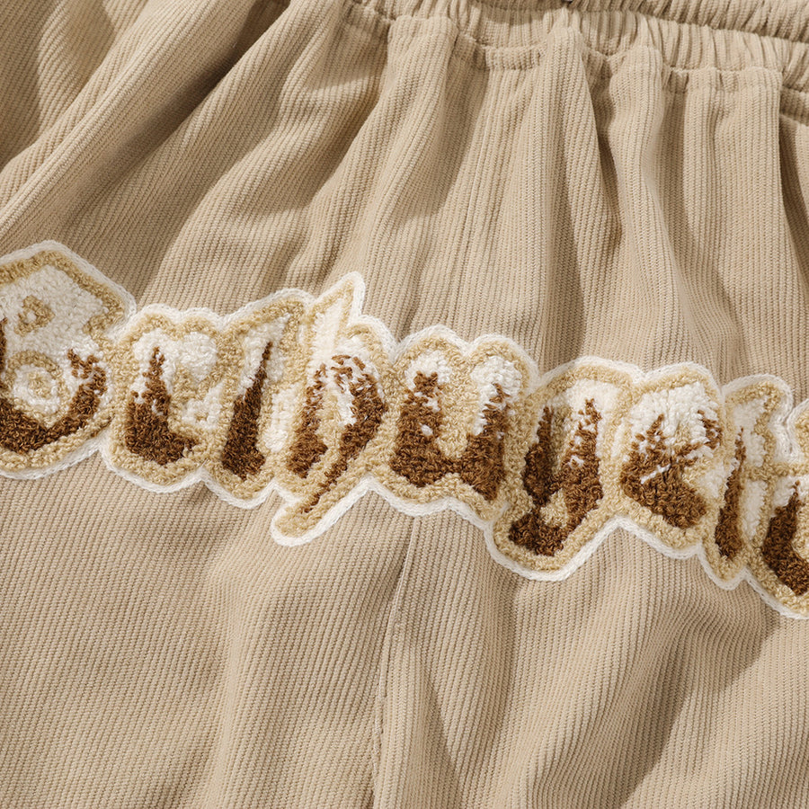 Letter Flocking Embroidered Loose Shorts Men