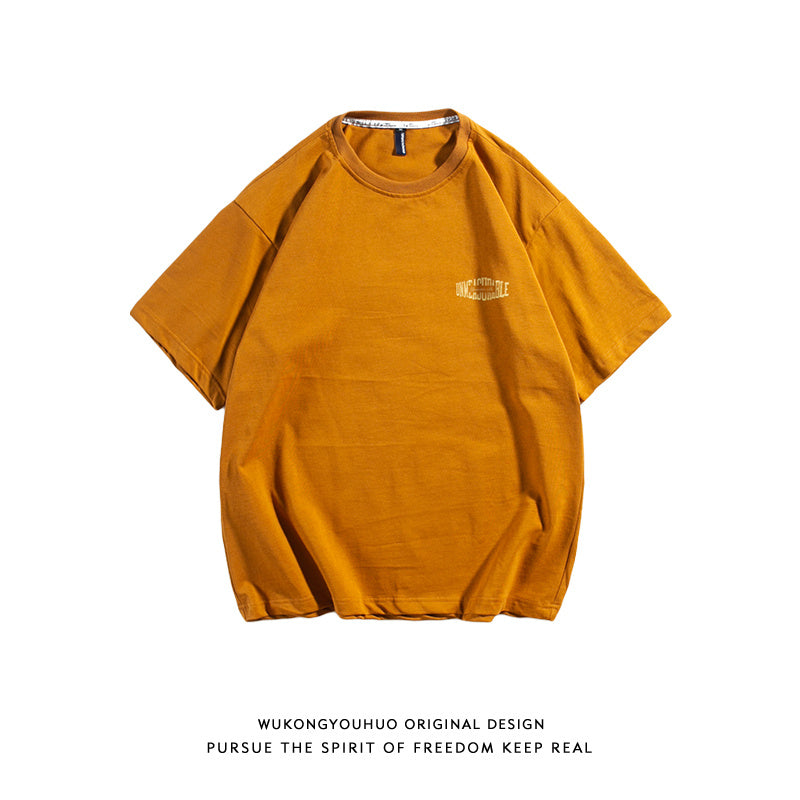 Tide Brand Retro Simple Letter Printing Loose Wild Casual Half-sleeved Couple Short-sleeved T-shirts For Men And Women