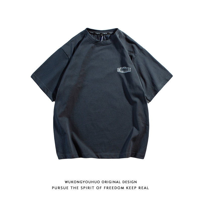 Tide Brand Retro Simple Letter Printing Loose Wild Casual Half-sleeved Couple Short-sleeved T-shirts For Men And Women