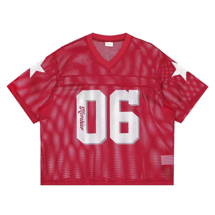 Mesh Style For Sports 06 Jersey Vintage Print Short Sleeves T-shirt